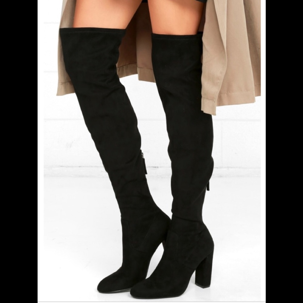 Steve Madden black knee high suede boot